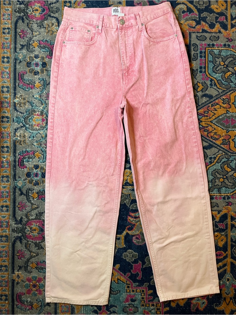 BDG Pink Ombre High-Rise Baggy Jeans
